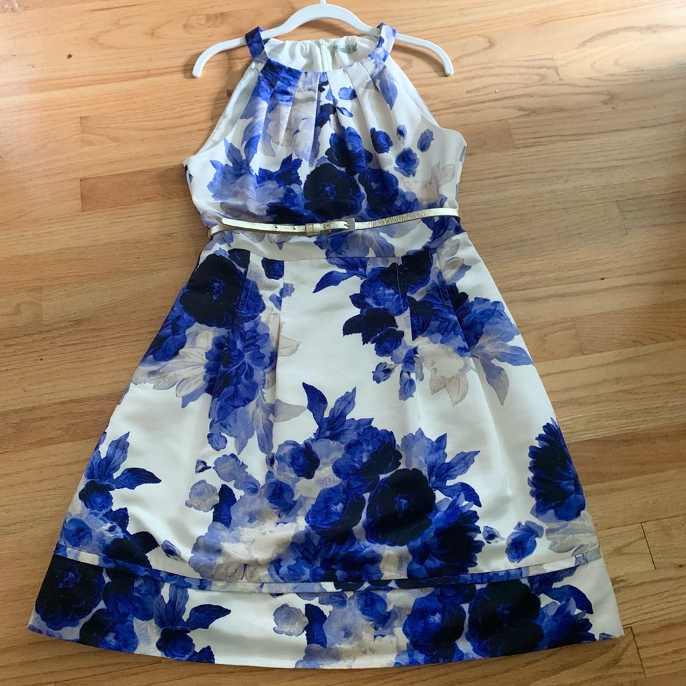 Eliza J Blue and White Floral Dress